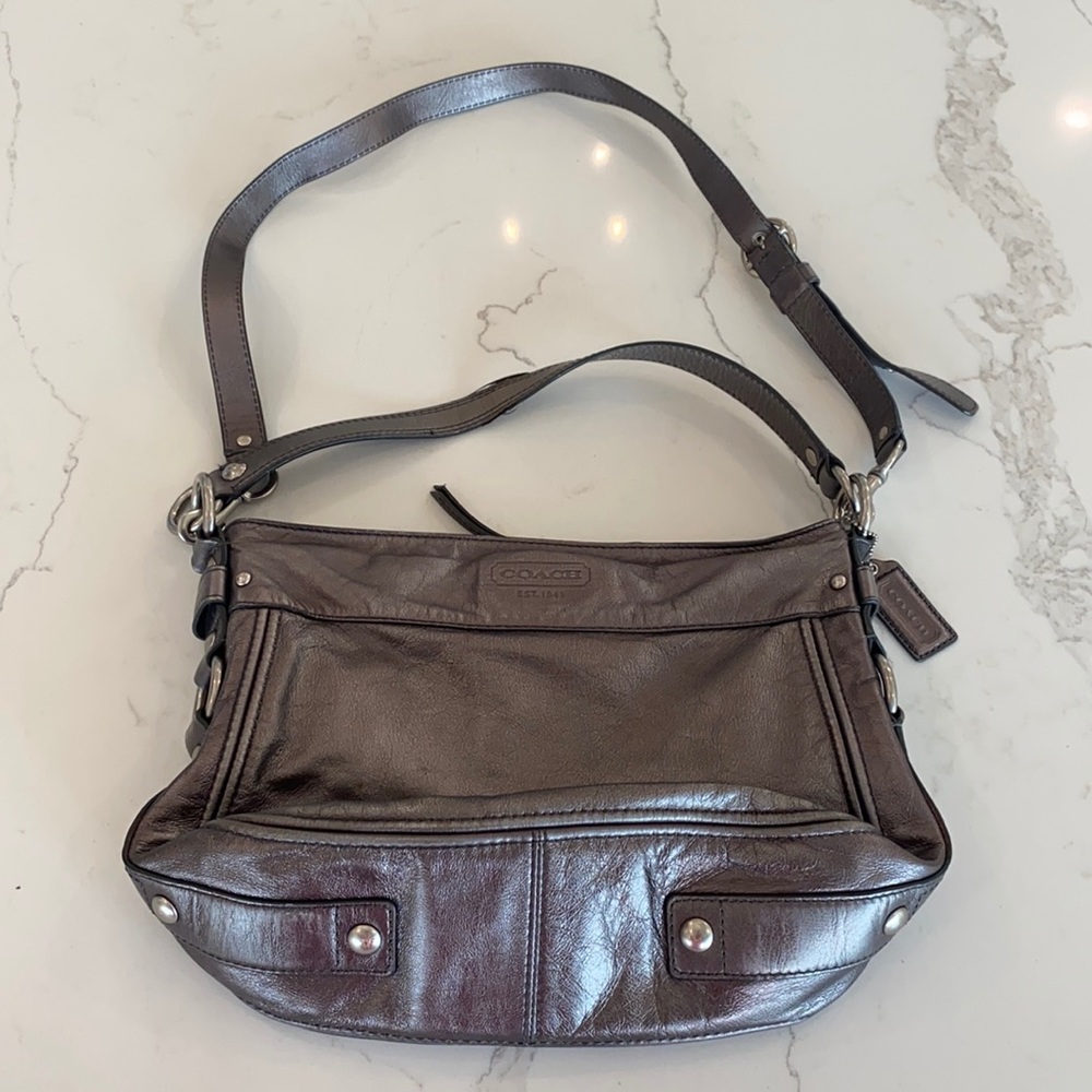 Coach Grey Leather Over the Shoulder Tote bag
